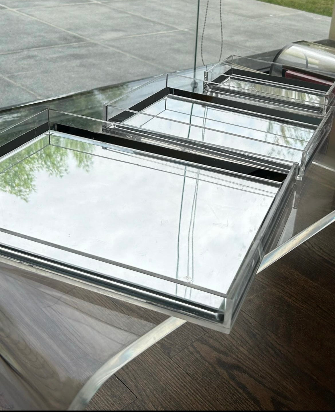Acrylic Mirror Serving Tray (Set of 3)
