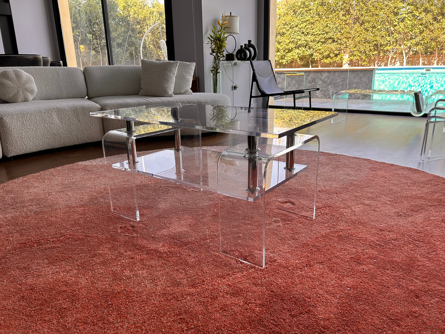 Plexi & Stainless Steel Centre Table