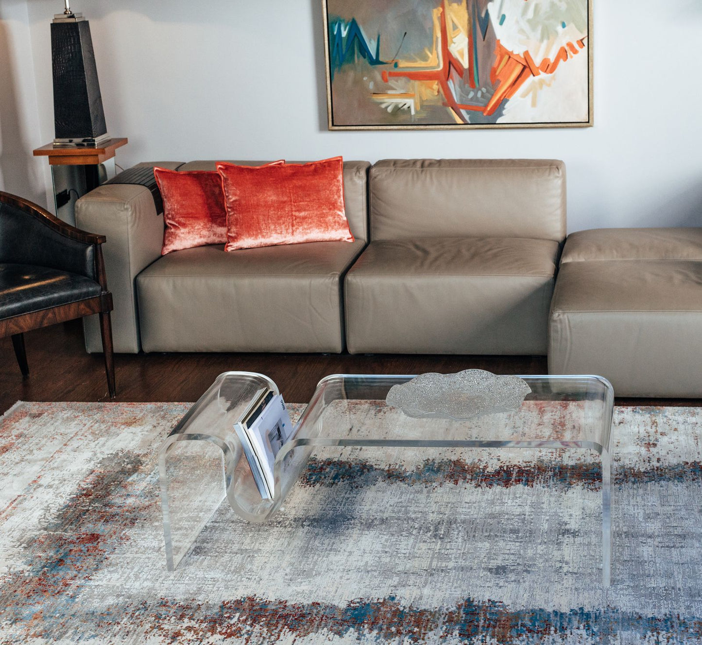 Waterfall Plexiglass Cocktail Table.