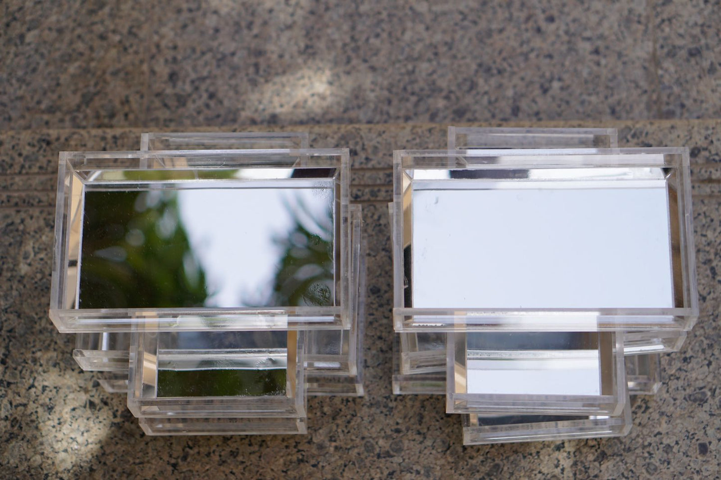 Mirror Plexiglass Serving Tray - set of 3